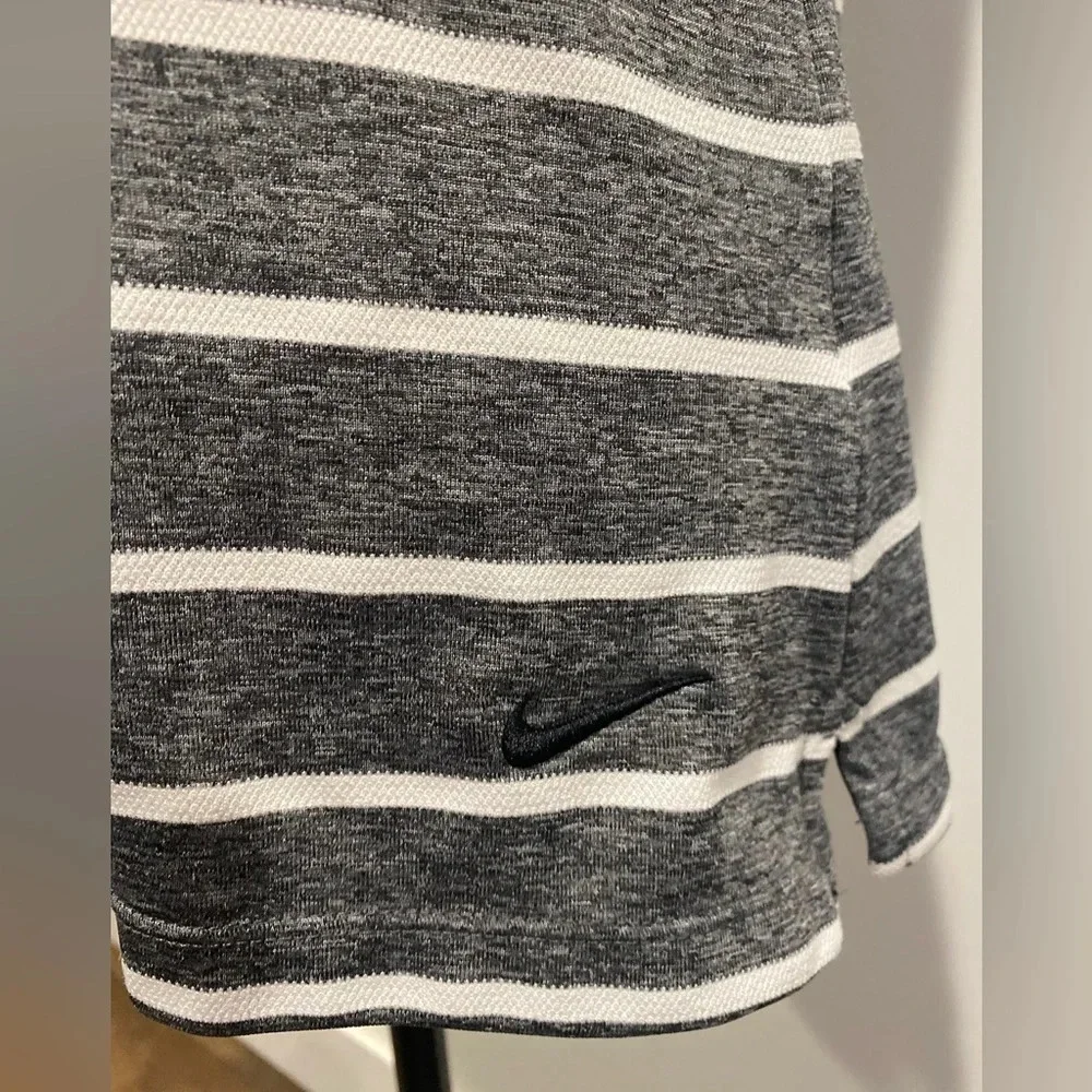 Nike Dri-Fit Gray & White Horizontal Striped Sleeveless Polo Top Women's Medium